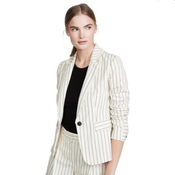NWT Rag & Bone Millie 100% Cotton  Ivory Striped Blazer - Picture 1 of 6